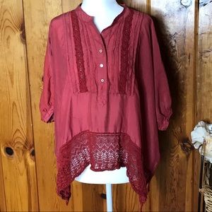 Burning torch short sleeve crop blouse size small